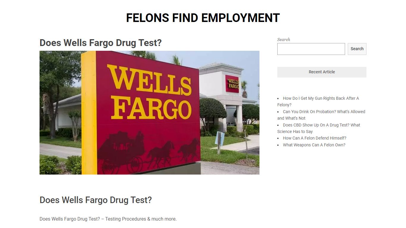 Does Wells Fargo Drug Test? | Felons Find Employment