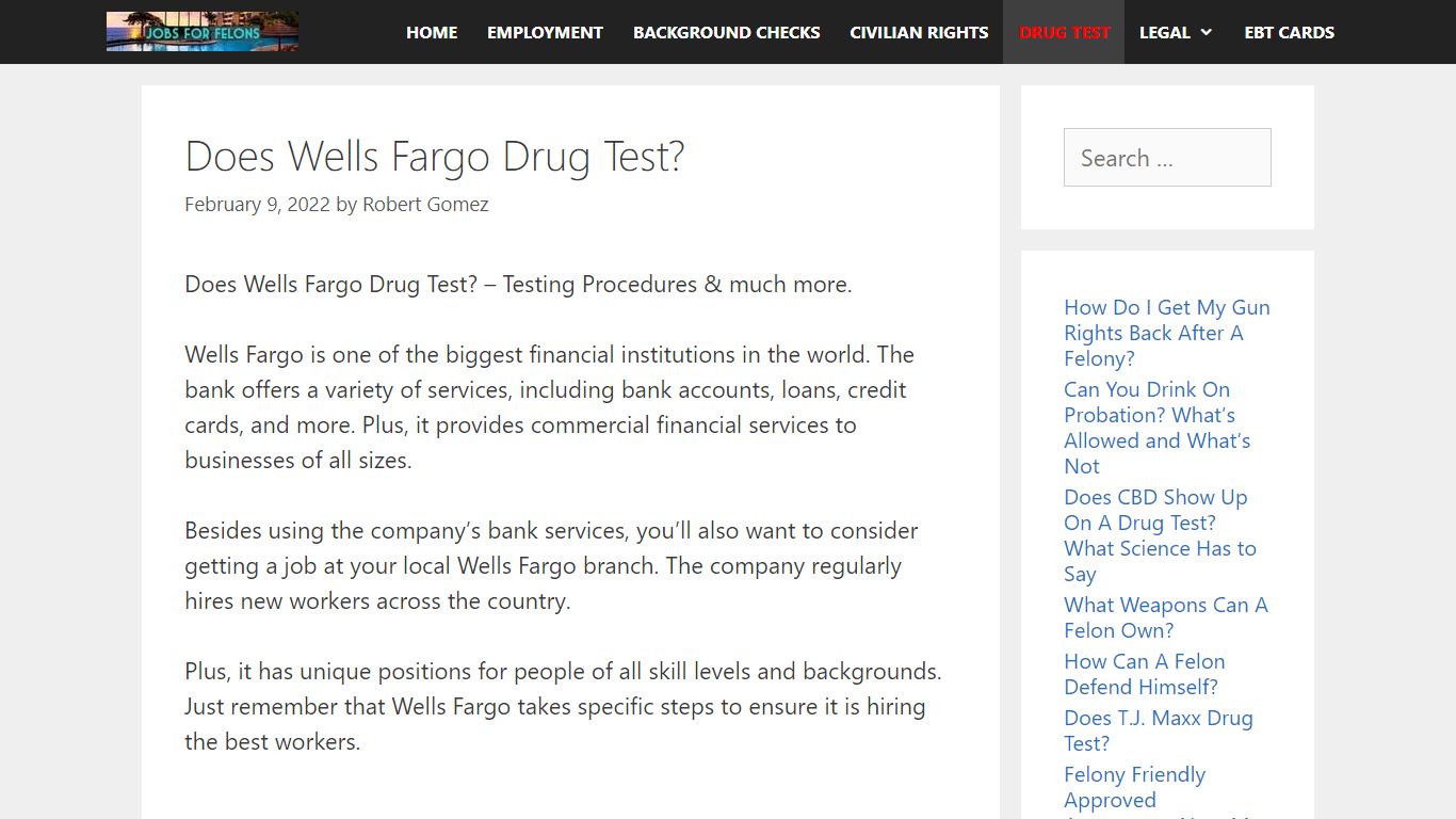 Does Wells Fargo Drug Test in 2022? - Jobs For Felons: Jobs for people ...