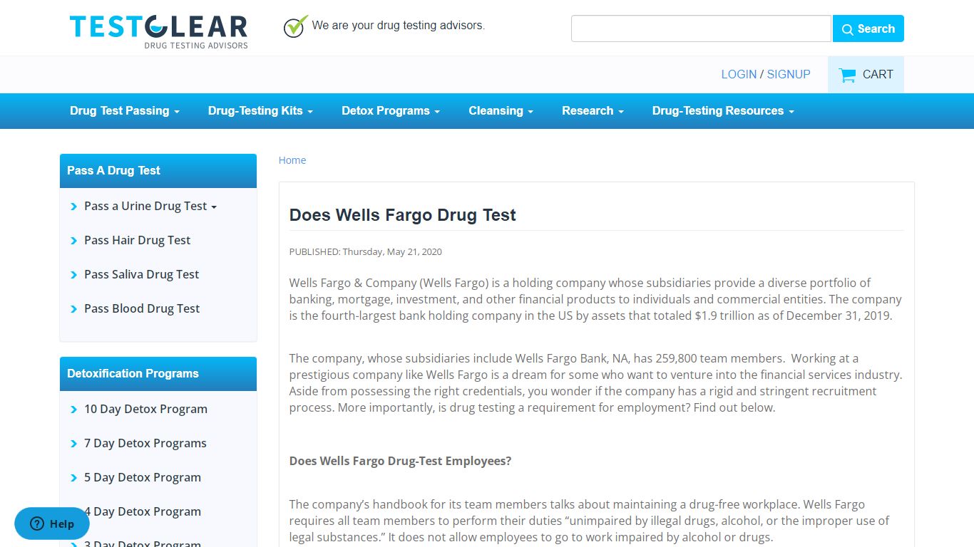 Does Wells Fargo Drug Test - testclear.com